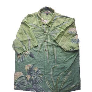 Tommy Bahama Men's 100% Silk Tropical Fern & Palm Leaf Print Hawaiian Shirt XL